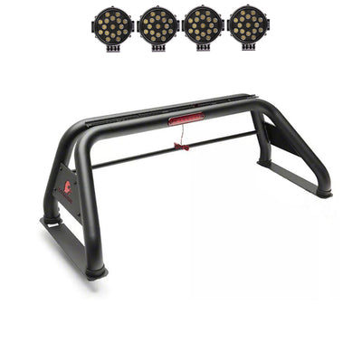 Classic Roll Bar Kit Incl. 2 pairs of 7.0"Dia.  LED  Lights w/ Black Trim Rings w/ Wiring Harness and Switch | Black Horse Off Road - Image 1