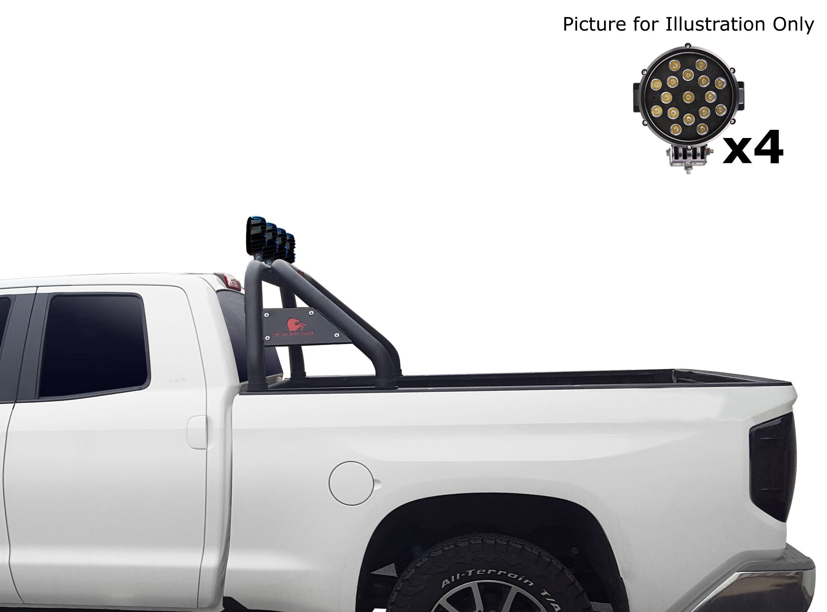 Classic Roll Bar Kit Incl. 2 pairs of 7.0"Dia.  LED  Lights w/ Black Trim Rings w/ Wiring Harness and Switch | Black Horse Off Road - Image 10