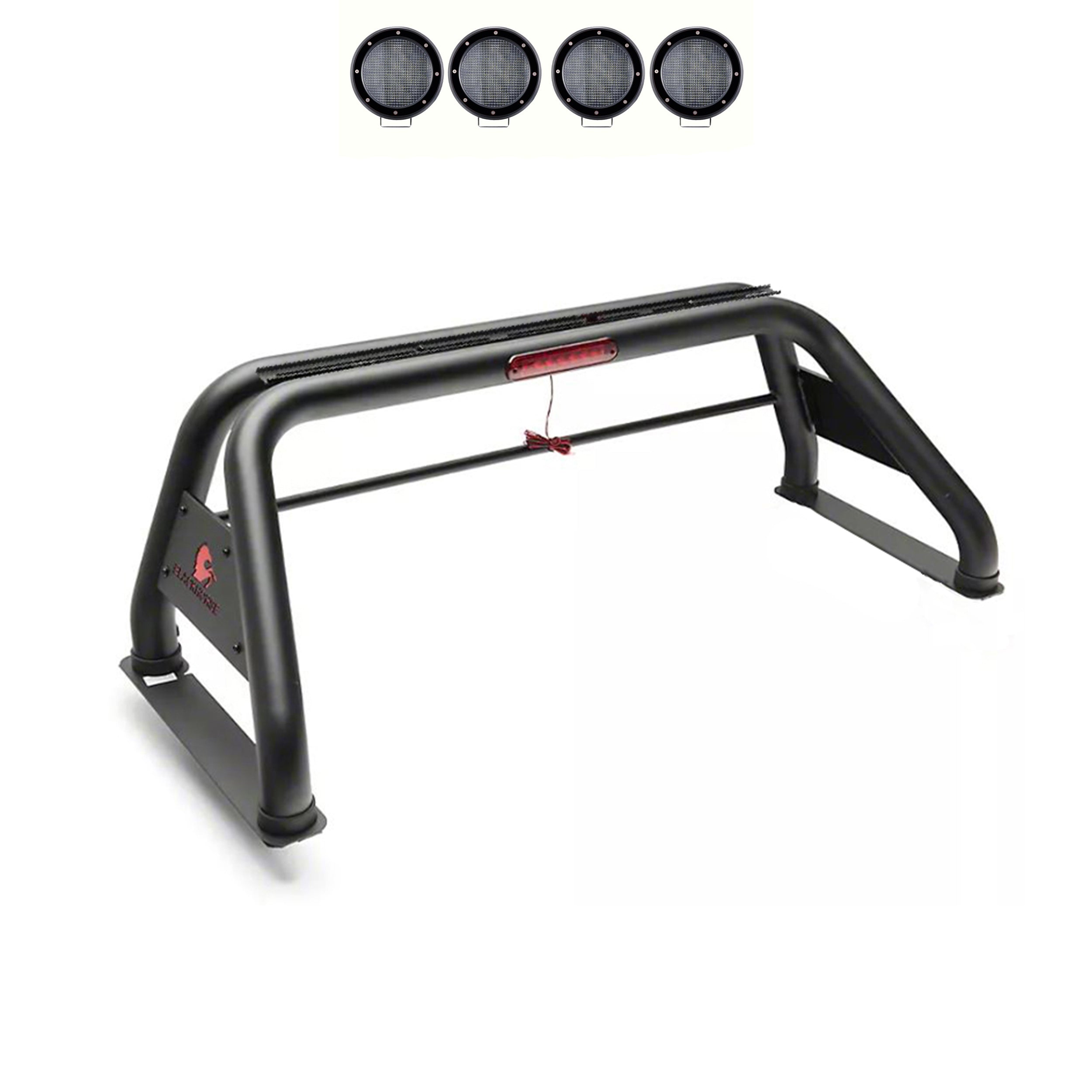 Classic Roll Bar Kit 2 sets of 5.3" Dia.  Black LED Flood Lights w/ Harness and Switch | Black Horse Off Road - Image 1