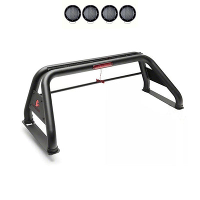 Classic Roll Bar Kit 2 sets of 5.3" Dia.  Black LED Flood Lights w/ Harness and Switch | Black Horse Off Road - Image 1