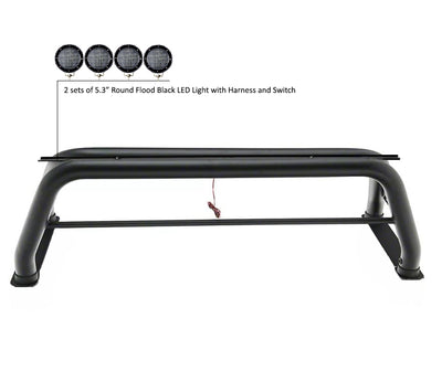 Classic Roll Bar Kit 2 sets of 5.3" Dia.  Black LED Flood Lights w/ Harness and Switch | Black Horse Off Road - Image 3