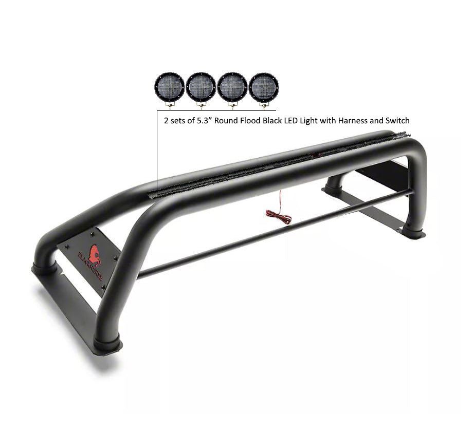 Classic Roll Bar Kit 2 sets of 5.3" Dia.  Black LED Flood Lights w/ Harness and Switch | Black Horse Off Road - Image 7