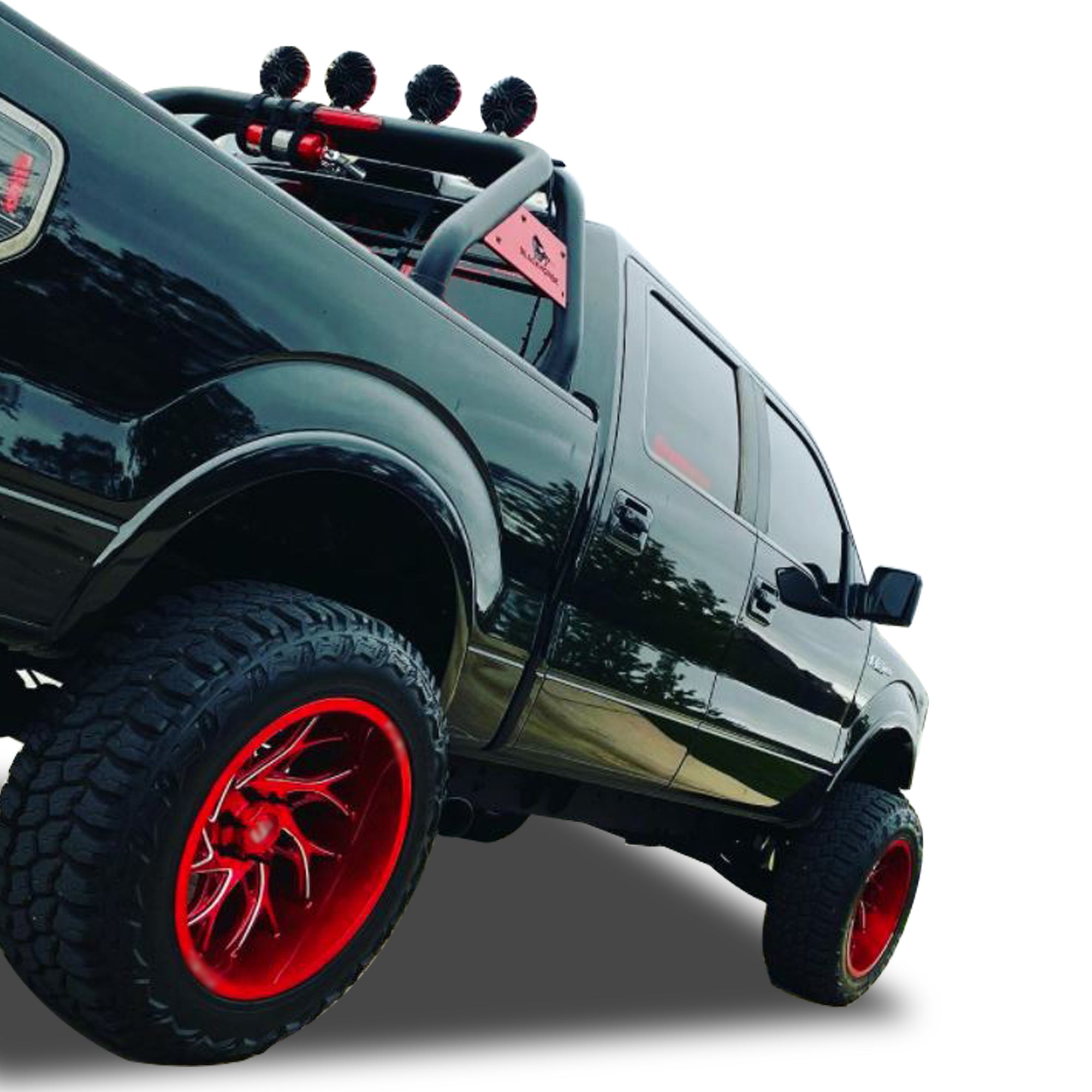 Classic Roll Bar Kit Incl. 2 pairs of 7.0"Dia.  LED  Lights w/Red Trim Rings w/ Wiring Harness and Switch | Black Horse Off Road - Image 1