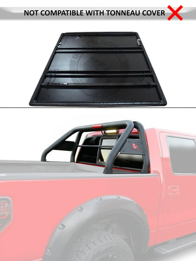 Classic Roll Bar Kit Incl. 2 pairs of 7.0"Dia.  LED  Lights w/Red Trim Rings w/ Wiring Harness and Switch | Black Horse Off Road - Image 10