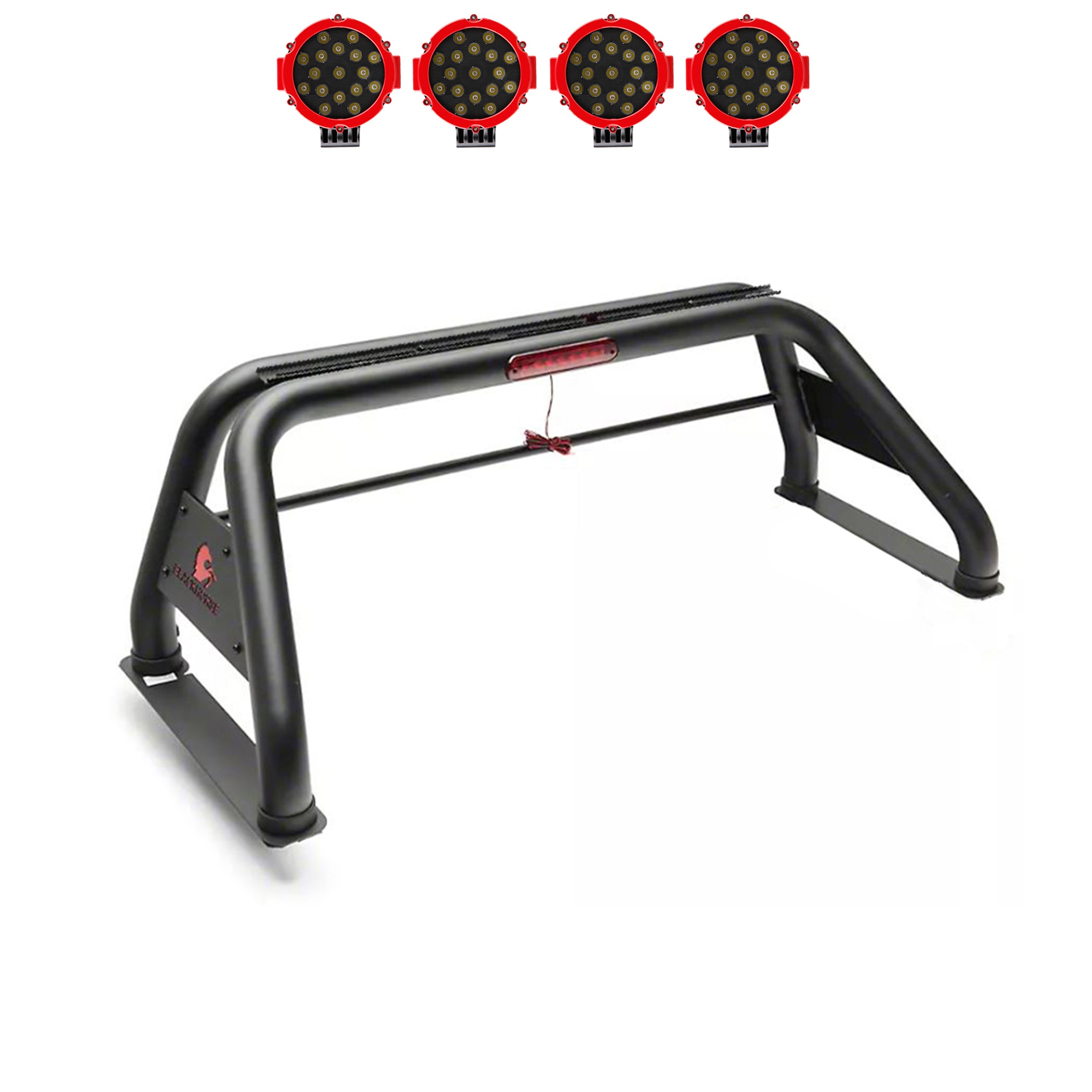 Classic Roll Bar Kit Incl. 2 pairs of 7.0"Dia.  LED  Lights w/Red Trim Rings w/ Wiring Harness and Switch | Black Horse Off Road - Image 9