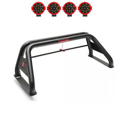 Classic Roll Bar Kit Incl. 2 pairs of 7.0"Dia.  LED  Lights w/Red Trim Rings w/ Wiring Harness and Switch | Black Horse Off Road - Image 9