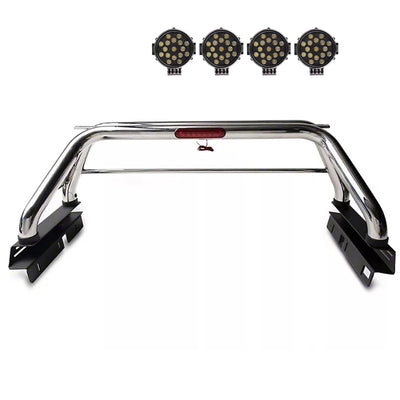 2019-2026 Dodge Ram 1500 Classic Roll Bar Kit Incl. 2 pairs of 7.0"Dia.  LED  Lights w/ Black Trim Rings w/ Wiring Harness and Switch | Black Horse Off Road - Image 5
