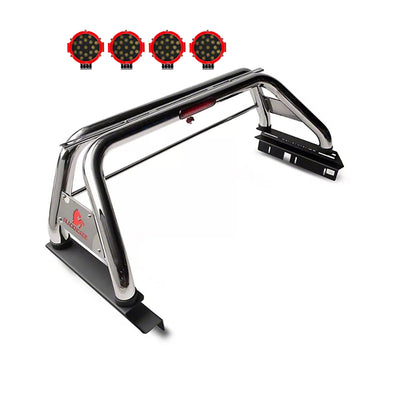 2019-2026 Dodge Ram 1500 Classic Roll Bar Kit Incl. 2 pairs of 7.0"Dia.  LED  Lights w/Red Trim Rings w/ Wiring Harness and Switch | Black Horse Off Road - Image 5