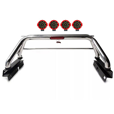 2019-2026 Dodge Ram 1500 Classic Roll Bar Kit Incl. 2 pairs of 7.0"Dia.  LED  Lights w/Red Trim Rings w/ Wiring Harness and Switch | Black Horse Off Road - Image 6