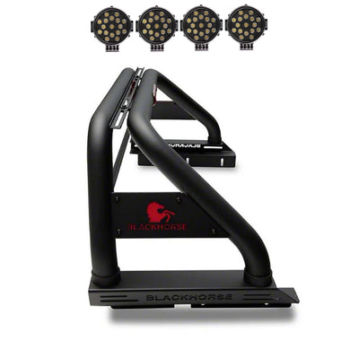 2015-2026 Canyon Classic Roll Bar Kit Incl. 2 pairs of 7.0"Dia.  LED  Lights w/ Black Trim Rings w/ Wiring Harness and Switch | Black Horse Off Road - Image 1