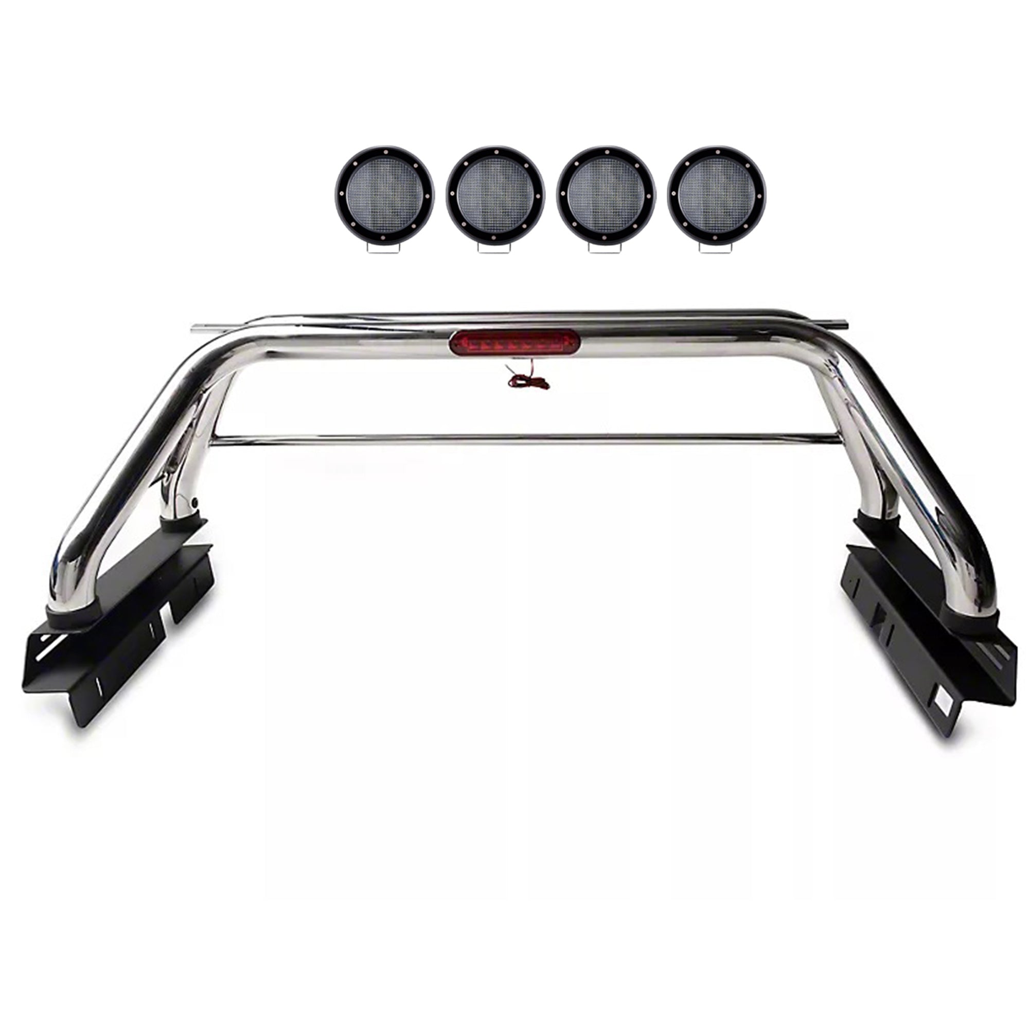 2015-2026 Canyon Classic Roll Bar Kit 2 sets of 5.3" Dia.  Black LED Flood Lights w/ Harness and Switch | Black Horse Off Road - Image 9