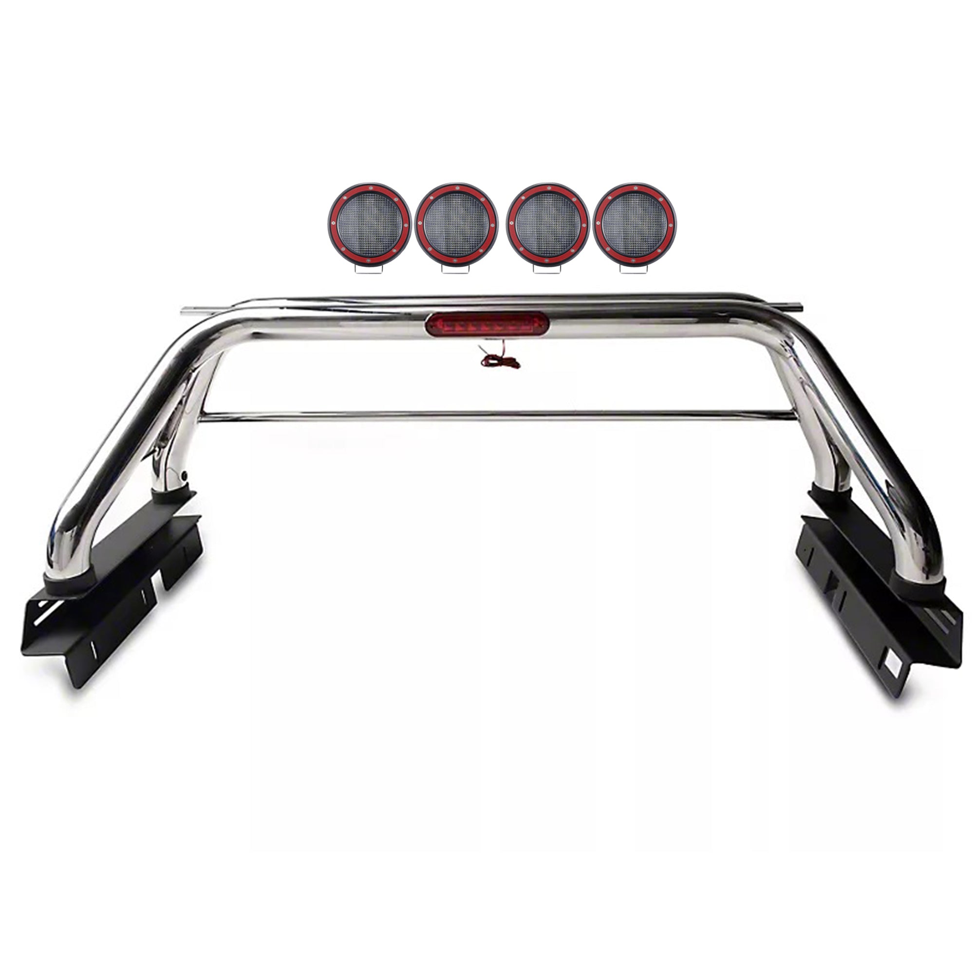2015-2026 Canyon Classic Roll Bar Kit 2 sets of 5.3" Dia.  Black LED Flood Lights w/ Harness and Switch | Black Horse Off Road - Image 9