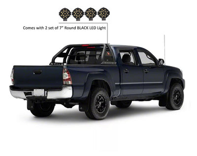 2005-2026 Toyota Tacoma Classic Roll Bar Kit Incl. 2 pairs of 7.0"Dia.  LED  Lights w/ Black Trim Rings w/ Wiring Harness and Switch | Black Horse Off Road - Image 4