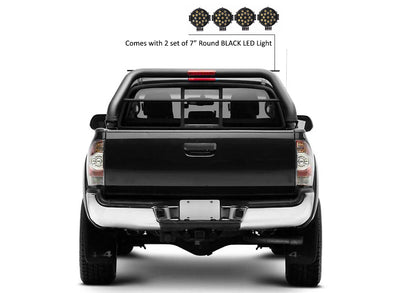 2005-2026 Toyota Tacoma Classic Roll Bar Kit Incl. 2 pairs of 7.0"Dia.  LED  Lights w/ Black Trim Rings w/ Wiring Harness and Switch | Black Horse Off Road - Image 5