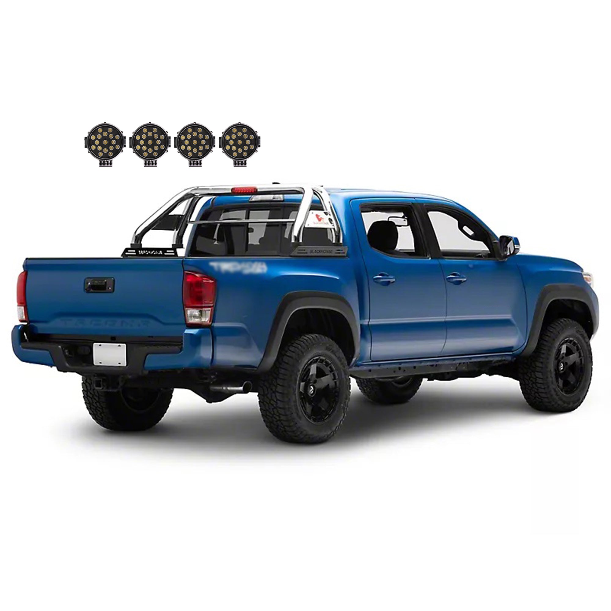 2005-2021 Nissan Frontier Classic Roll Bar Kit Incl. 2 pairs of 7.0"Dia.  LED  Lights w/ Black Trim Rings w/ Wiring Harness and Switch | Black Horse Off Road - Image 1