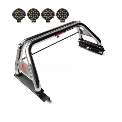 2005-2021 Nissan Frontier Classic Roll Bar Kit Incl. 2 pairs of 7.0"Dia.  LED  Lights w/ Black Trim Rings w/ Wiring Harness and Switch | Black Horse Off Road - Image 8