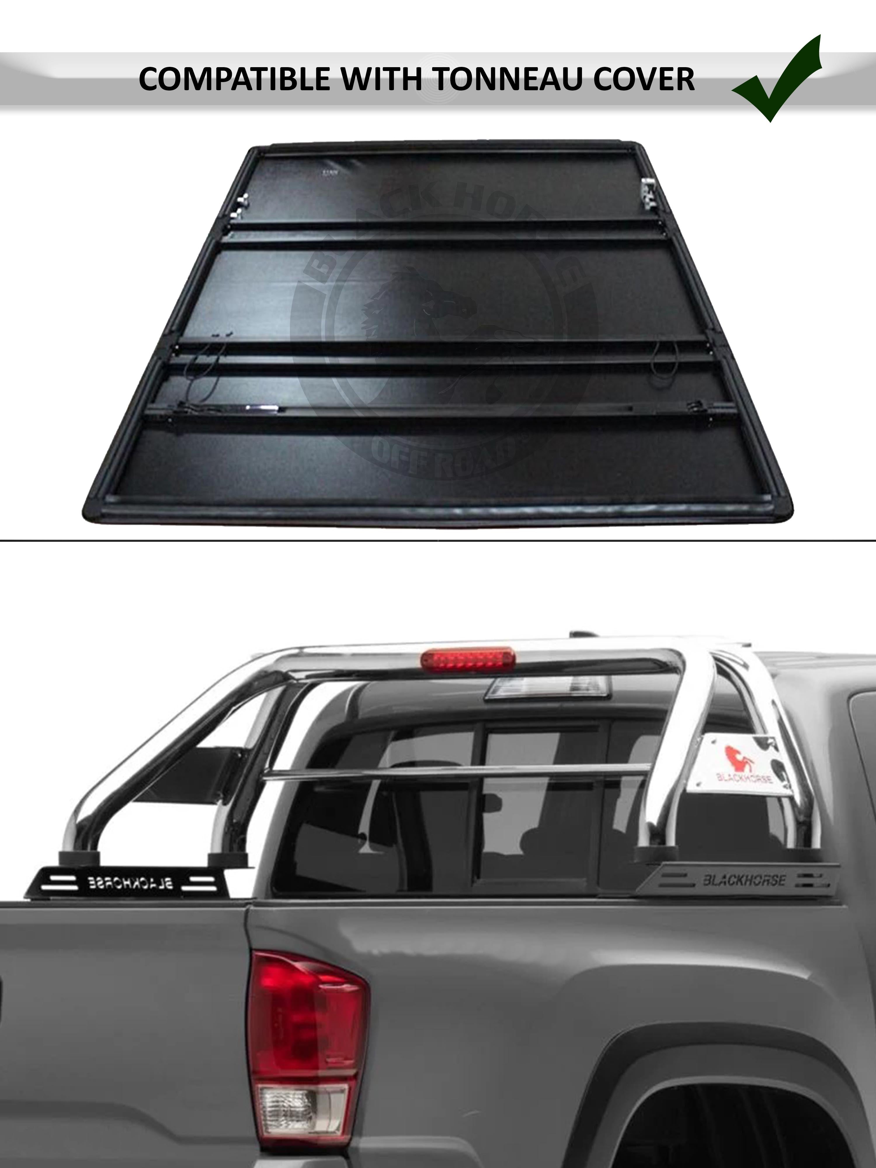 2005-2021 Nissan Frontier Classic Roll Bar Kit 2 sets of 5.3" Dia.  Black LED Flood Lights w/ Harness and Switch | Black Horse Off Road - Image 4