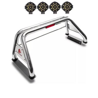 1999-2026 Ford F-250 Super Duty Classic Roll Bar Kit Incl. 2 pairs of 7.0"Dia.  LED  Lights w/ Black Trim Rings w/ Wiring Harness and Switch | Black Horse Off Road - Image 1