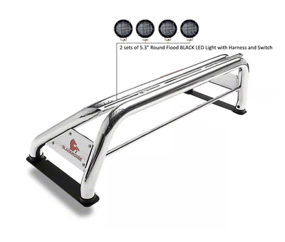 1999-2026 Ford F-250 Super Duty Classic Roll Bar Kit 2 sets of 5.3" Dia.  Black LED Flood Lights w/ Harness and Switch | Black Horse Off Road - Image 7