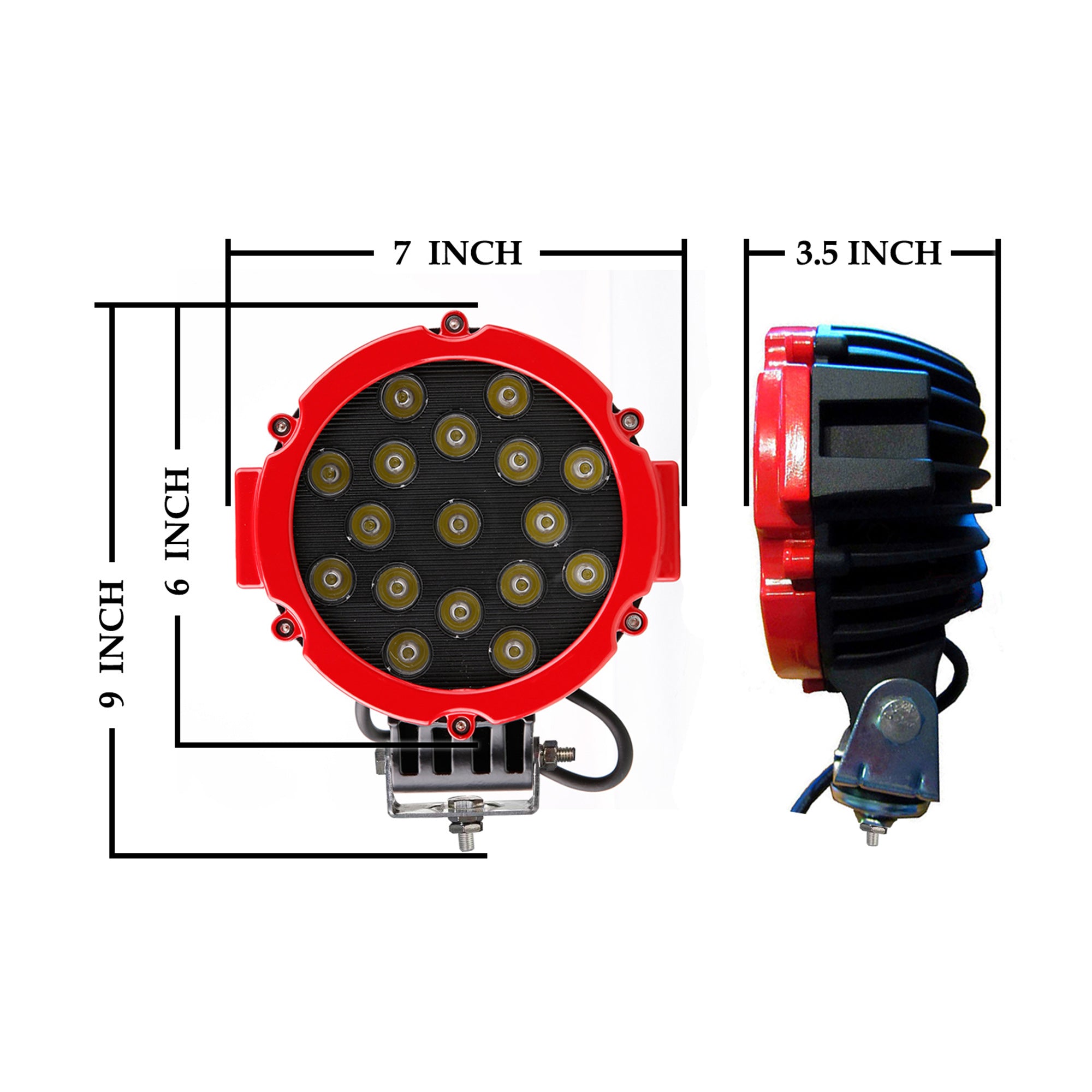 1999-2026 Ford F-250 Super Duty Classic Roll Bar Kit Incl. 2 pairs of 7.0"Dia.  LED  Lights w/Red Trim Rings w/ Wiring Harness and Switch | Black Horse Off Road - Image 9