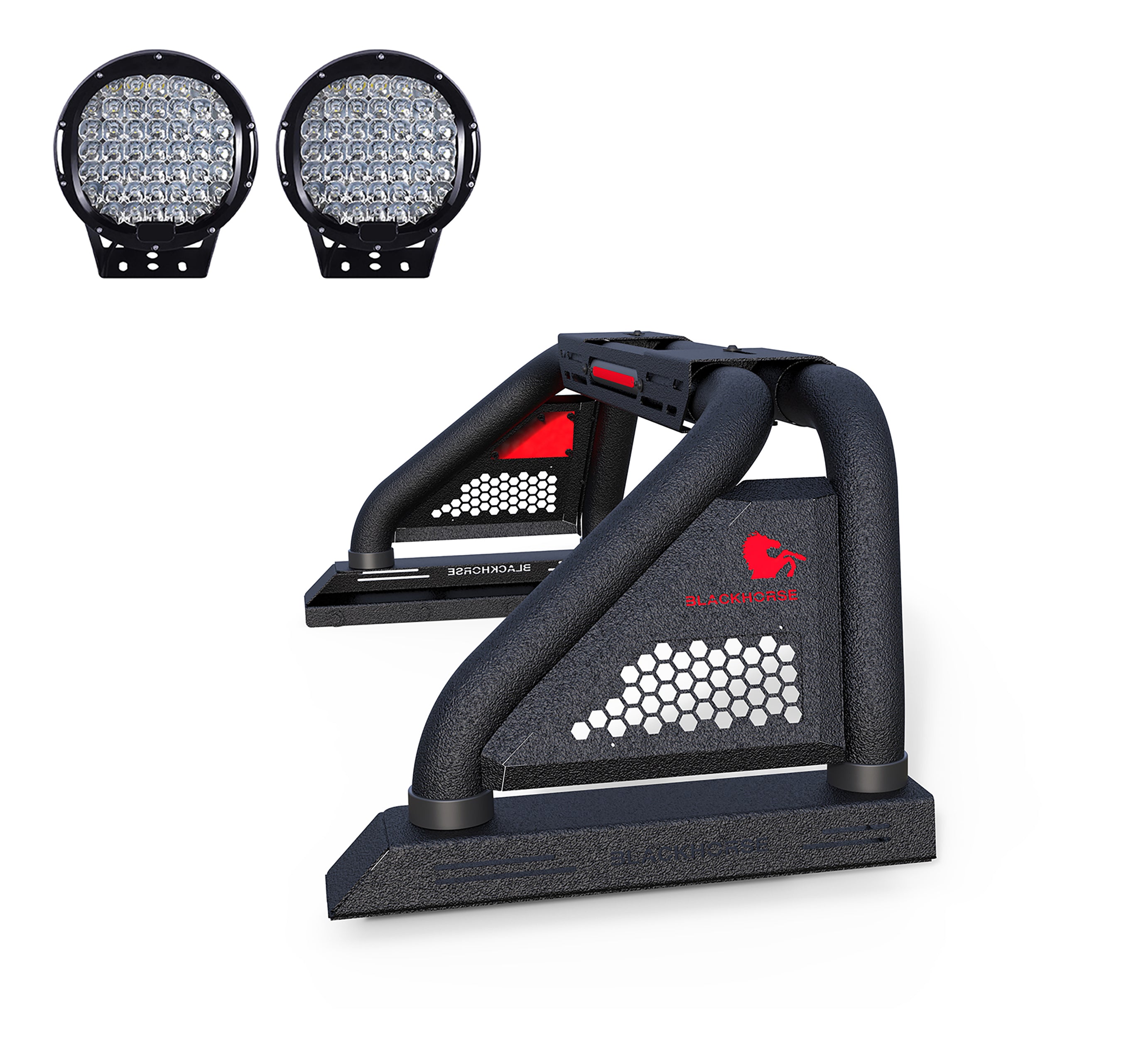 Classic Pro Roll Bar Kit Modular W/ Set of 9" Black Round LED Light | Black Horse Off Road - Image 1