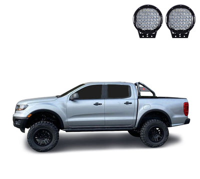 2019-2026 Ford Ranger Classic Roll Bar Kit W/ Set of 9" Black Round LED Light | Black Horse Off Road - Image 3