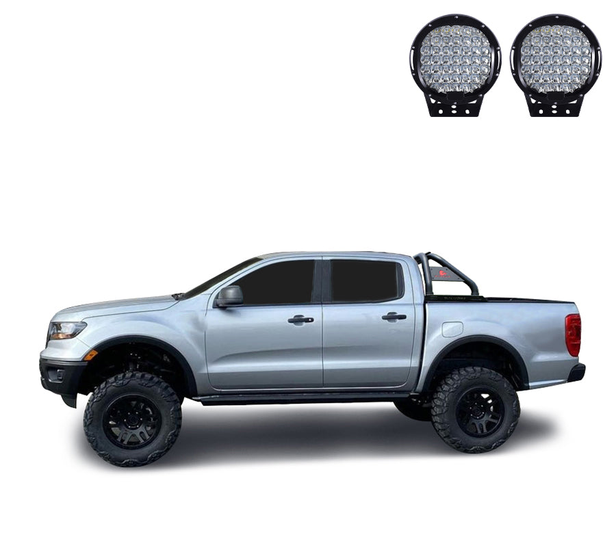 2019-2026 Ford Ranger Classic Roll Bar Kit W/ Set of 9" Black Round LED Light | Black Horse Off Road - Image 3