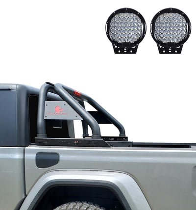 2019-2026 Ford Ranger Classic Roll Bar Kit W/ Set of 9" Black Round LED Light | Black Horse Off Road - Image 4