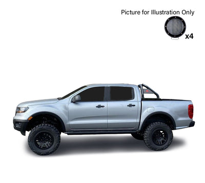 2019-2026 Ford Ranger Classic Roll Bar Kit 2 sets of 5.3" Dia.  Black LED Flood Lights w/ Harness and Switch | Black Horse Off Road - Image 8