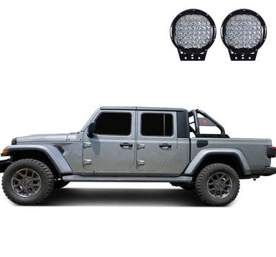 2020-2026 Jeep Gladiator Classic Roll Bar Kit W/ Set of 9" Black Round LED Light | Black Horse Off Road - Image 4