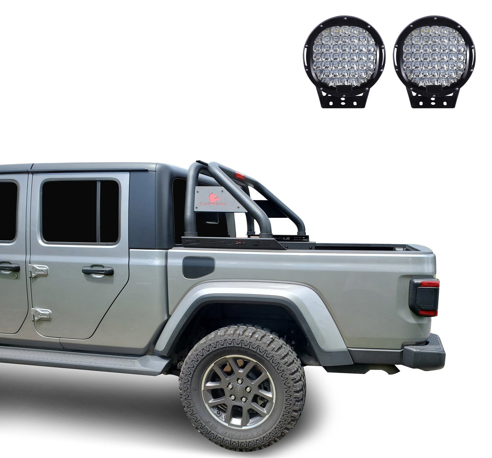 2020-2026 Jeep Gladiator Classic Roll Bar Kit W/ Set of 9" Black Round LED Light | Black Horse Off Road - Image 5
