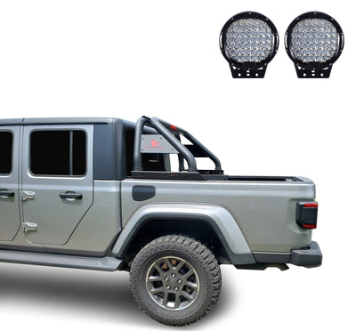 2020-2026 Jeep Gladiator Classic Roll Bar Kit W/ Set of 9" Black Round LED Light | Black Horse Off Road - Image 5