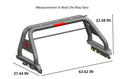 2020-2026 Jeep Gladiator Classic Roll Bar Kit Incl. 2 pairs of 7.0"Dia.  LED  Lights w/Red Trim Rings w/ Wiring Harness and Switch | Black Horse Off Road - Image 7