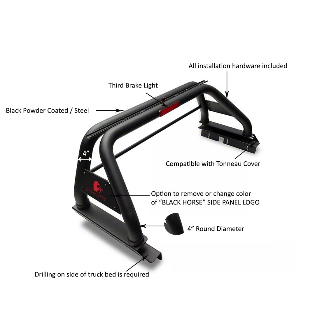 2022-2026 Nissan Frontier Classic Roll Bar Kit W/ Set of 9" Black Round LED Light | Black Horse Off Road - Image 3
