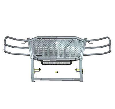 2007-2013 Chevrolet Silverado 1500 Rugged Heavy Duty Grille Guard Kit Modular Includes 1 20in Double Row LED Light Bar | Black Horse Off Road - Image 4