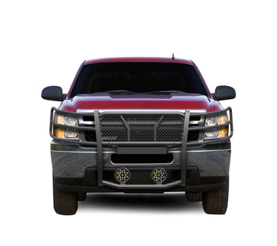 2007-2013 Chevrolet Silverado 1500 Rugged Heavy Duty Grille Guard Kit Modular Incl. pair of 7.0" Dia. LED  Lights w/ Black Trim Rings w/ Wiring Harness and Switch | Black Horse Off Road - Image 2