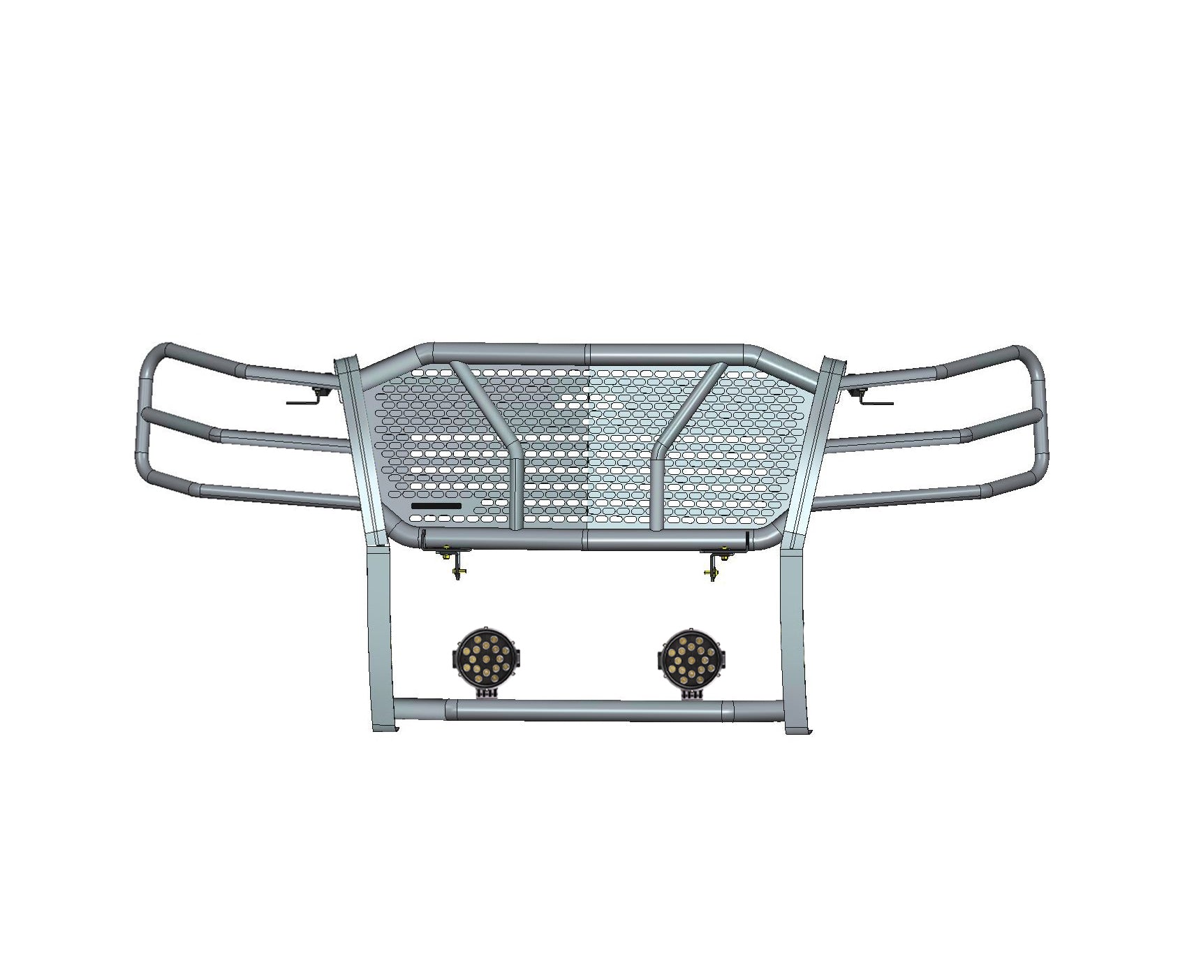 2007-2013 Chevrolet Silverado 1500 Rugged Heavy Duty Grille Guard Kit Modular Incl. pair of 7.0" Dia. LED  Lights w/ Black Trim Rings w/ Wiring Harness and Switch | Black Horse Off Road - Image 3