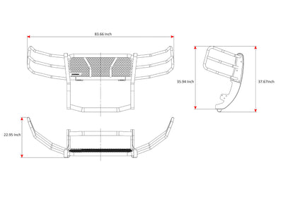 2007-2013 Chevrolet Silverado 1500 Rugged Heavy Duty Grille Guard Kit Modular Incl. pair of 7.0" Dia. LED  Lights w/ Red Trim Rings w/ Wiring Harness and Switch | Black Horse Off Road - Image 10
