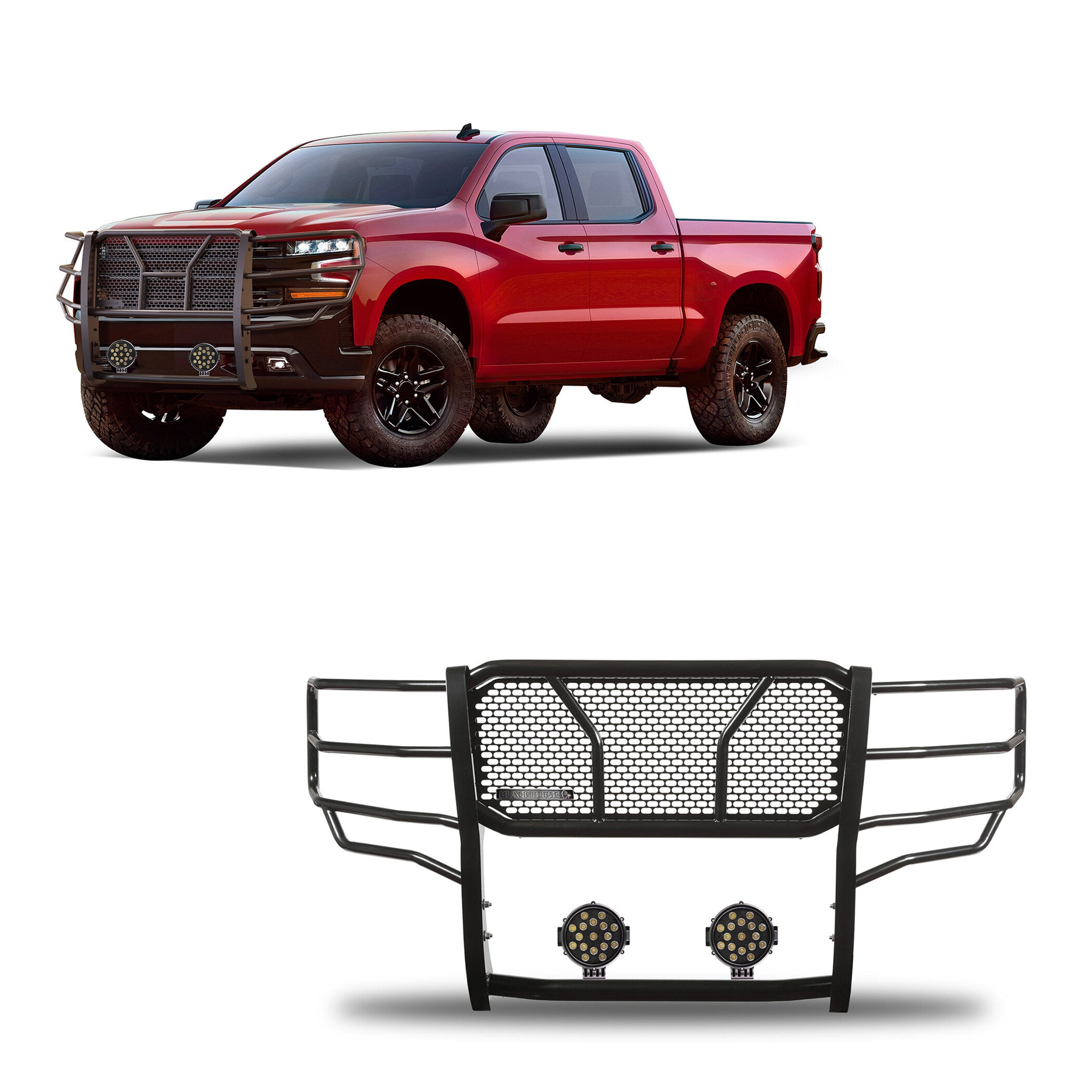 2019-2026 Chevrolet Silverado 1500 Rugged Heavy Duty Grille Guard Kit Modular | Black Horse Off Road - Image 1