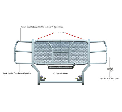 2020-2026 Chevrolet Silverado 2500 Hd Rugged Heavy Duty Grille Guard Kit Modular | Black Horse Off Road - Image 5
