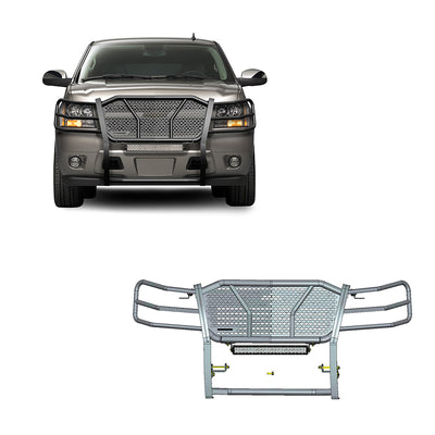 2007-2014 Chevrolet Avalanche Rugged Heavy Duty Grille Guard Kit Modular Includes 20" Double Row LED Light | Black Horse Off Road - Image 1