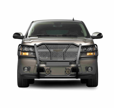 2007-2014 Chevrolet Avalanche Rugged Heavy Duty Grille Guard Kit Modular Incl. pair of 7.0" Dia. LED  Lights w/ Black Trim Rings w/ Wiring Harness and Switch | Black Horse Off Road - Image 2