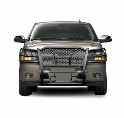 2007-2014 Chevrolet Avalanche Rugged Heavy Duty Grille Guard Kit Modular Pair of 5.3" Dia. LED Flood Lights w/ Black Trim Rings Wiring Harness  and Switch | Black Horse Off Road - Image 2