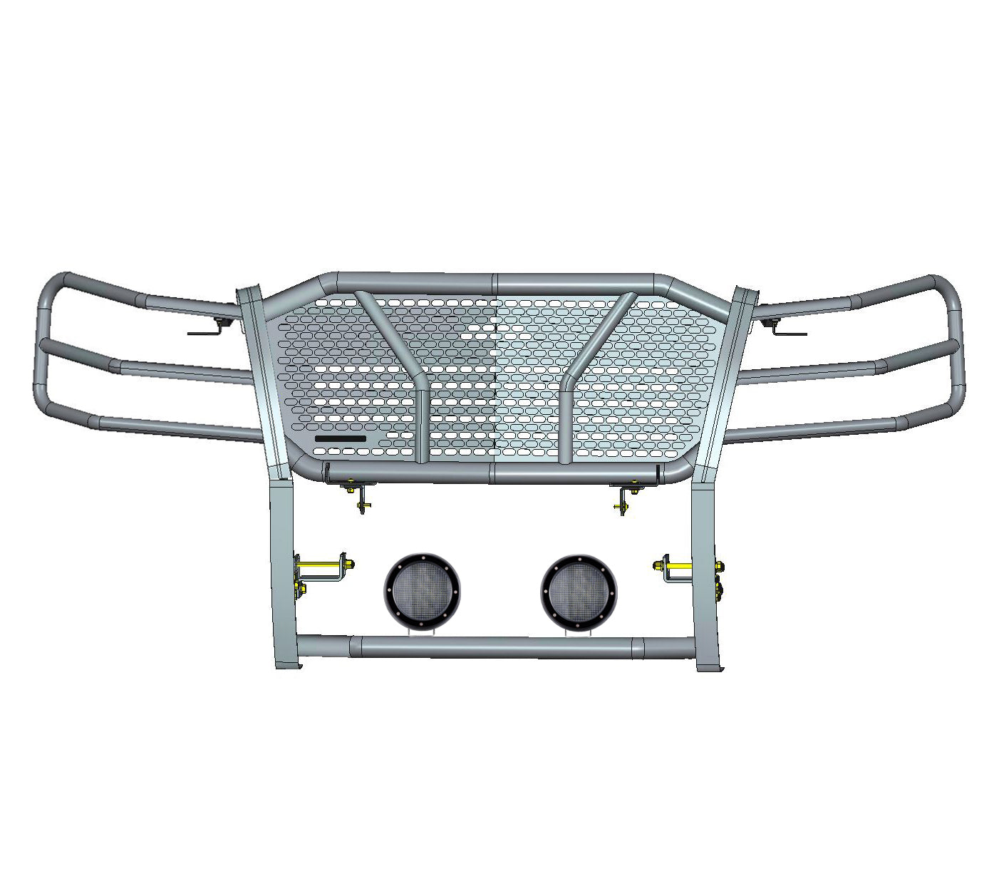 2007-2014 Chevrolet Avalanche Rugged Heavy Duty Grille Guard Kit Modular Pair of 5.3" Dia. LED Flood Lights w/ Black Trim Rings Wiring Harness  and Switch | Black Horse Off Road - Image 3