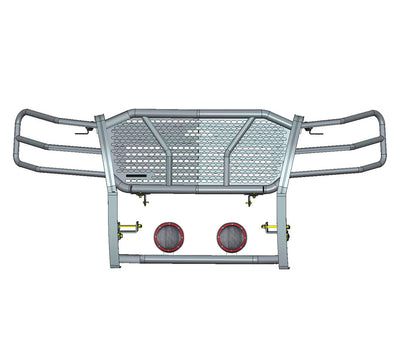 2007-2014 Chevrolet Avalanche Rugged Heavy Duty Grille Guard Kit Modular Pair of 5.3" Dia. LED Flood Lights w/ Red Trim Rings Wiring Harness  and Switch | Black Horse Off Road - Image 3