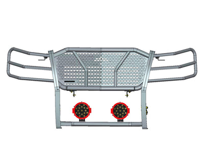 2007-2014 Chevrolet Avalanche Rugged Heavy Duty Grille Guard Kit Modular Incl. pair of 7.0" Dia. LED  Lights w/ Red Trim Rings w/ Wiring Harness and Switch | Black Horse Off Road - Image 3