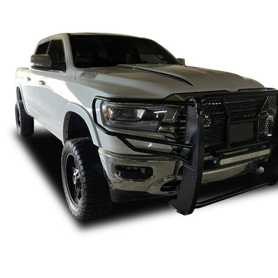 2009-2024 Dodge Ram 1500 Rugged Heavy Duty Grille Guard Kit Modular Includes 1 20in Double Row LED Light Bar | Black Horse Off Road - Image 3