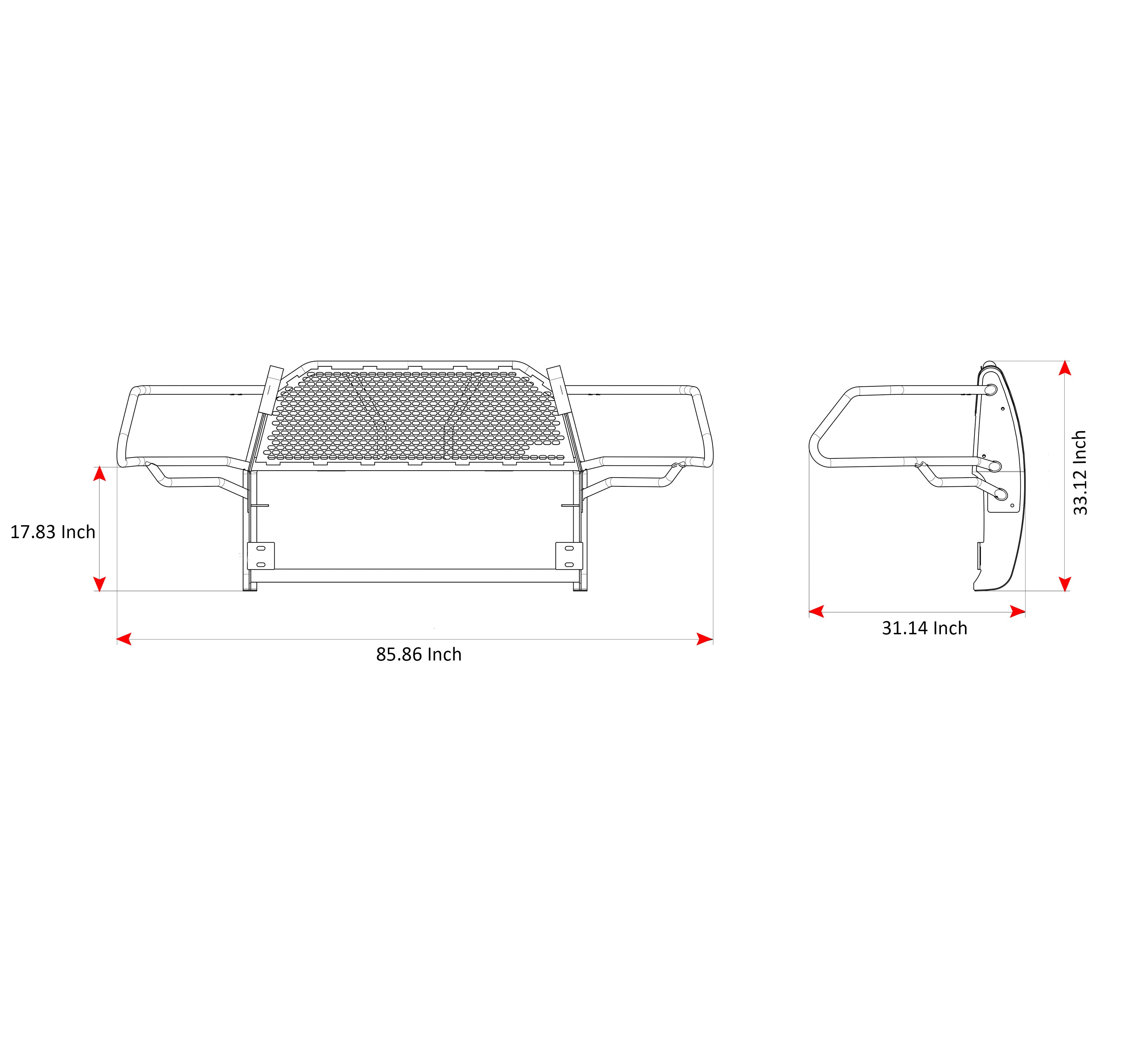 2009-2024 Dodge Ram 1500 Rugged Heavy Duty Grille Guard Kit Modular Incl. pair of 7.0" Dia. LED  Lights w/ Red Trim Rings w/ Wiring Harness and Switch | Black Horse Off Road - Image 10