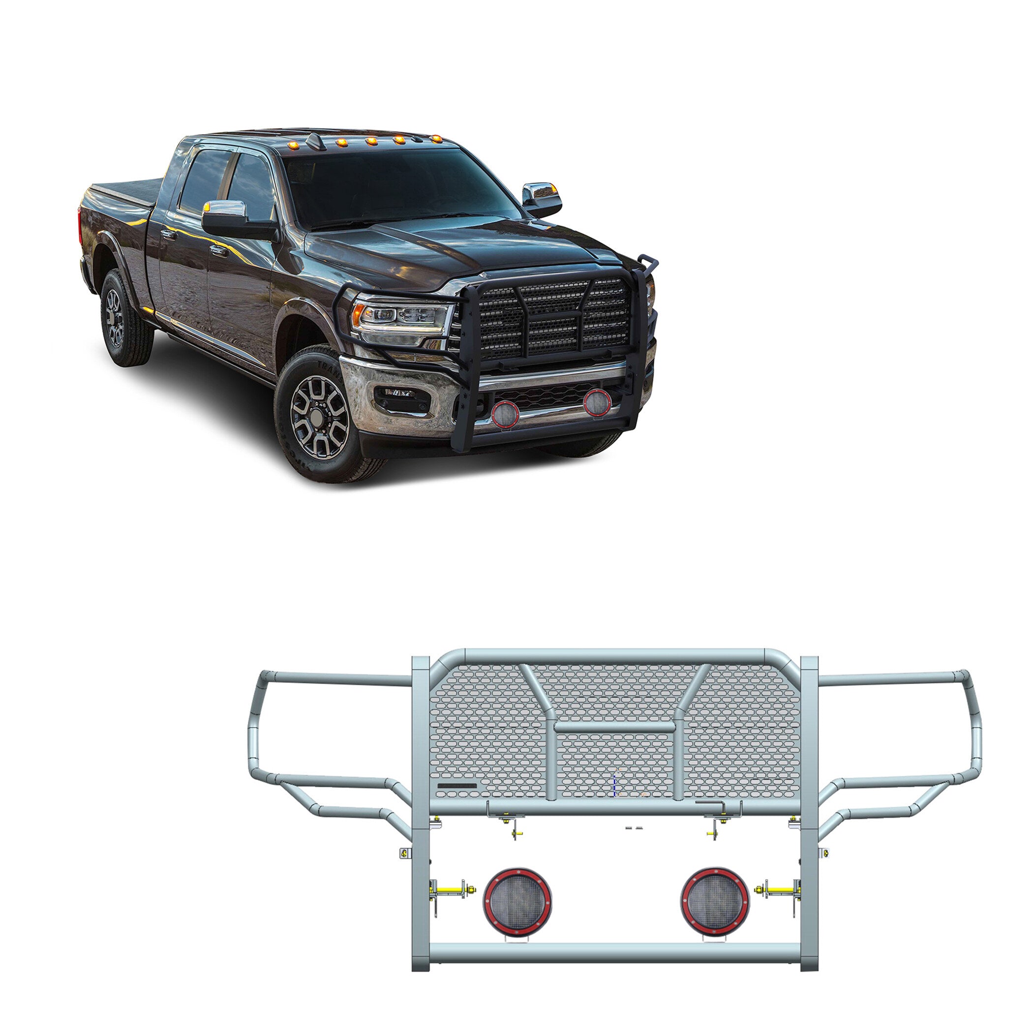 2019-2026 Dodge Ram 2500 Rugged Heavy Duty Grille Guard Kit Modular | Black Horse Off Road - Image 1