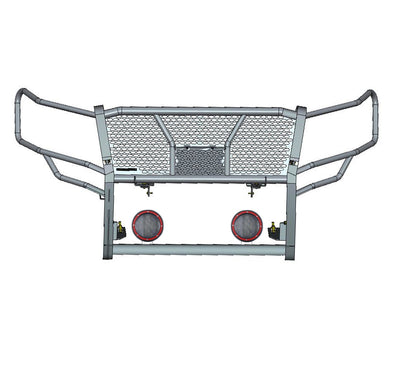 2018-2024 Ford Expedition Rugged Heavy Duty Grille Guard Kit Modular Pair of 5.3" Dia. LED Flood Lights w/ Red Trim Rings Wiring Harness  and Switch | Black Horse Off Road - Image 3